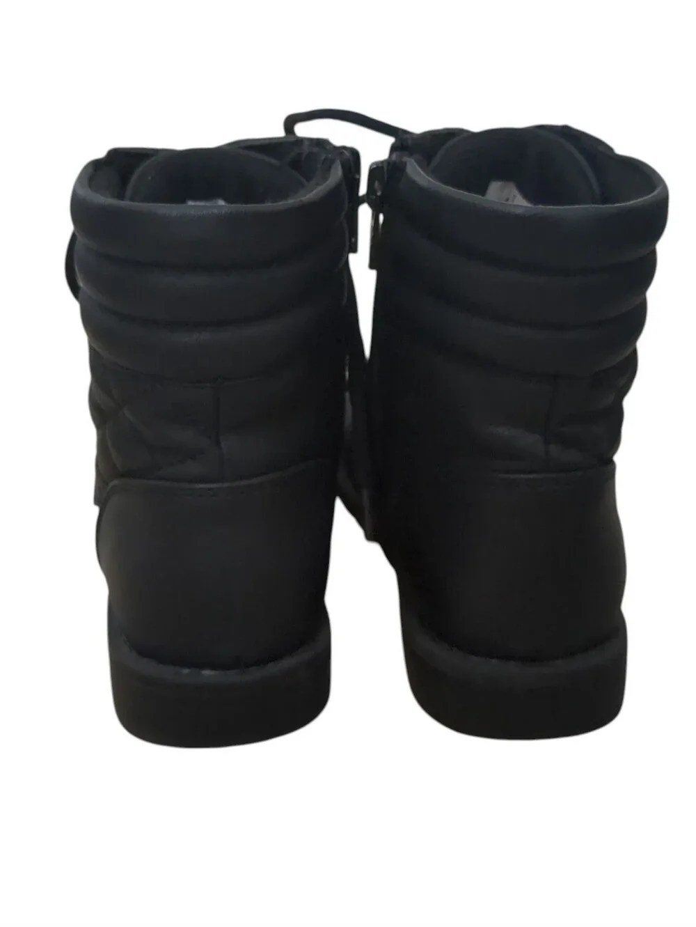 Girls Quilted Lace Up Booties In Black (Size 1)